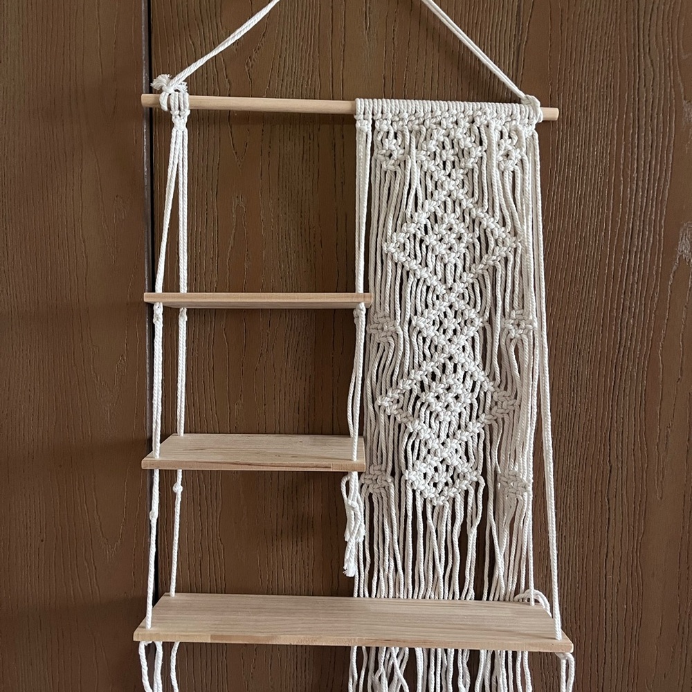 Handcrafted Macrame Wall Hanging Shelf - Cream